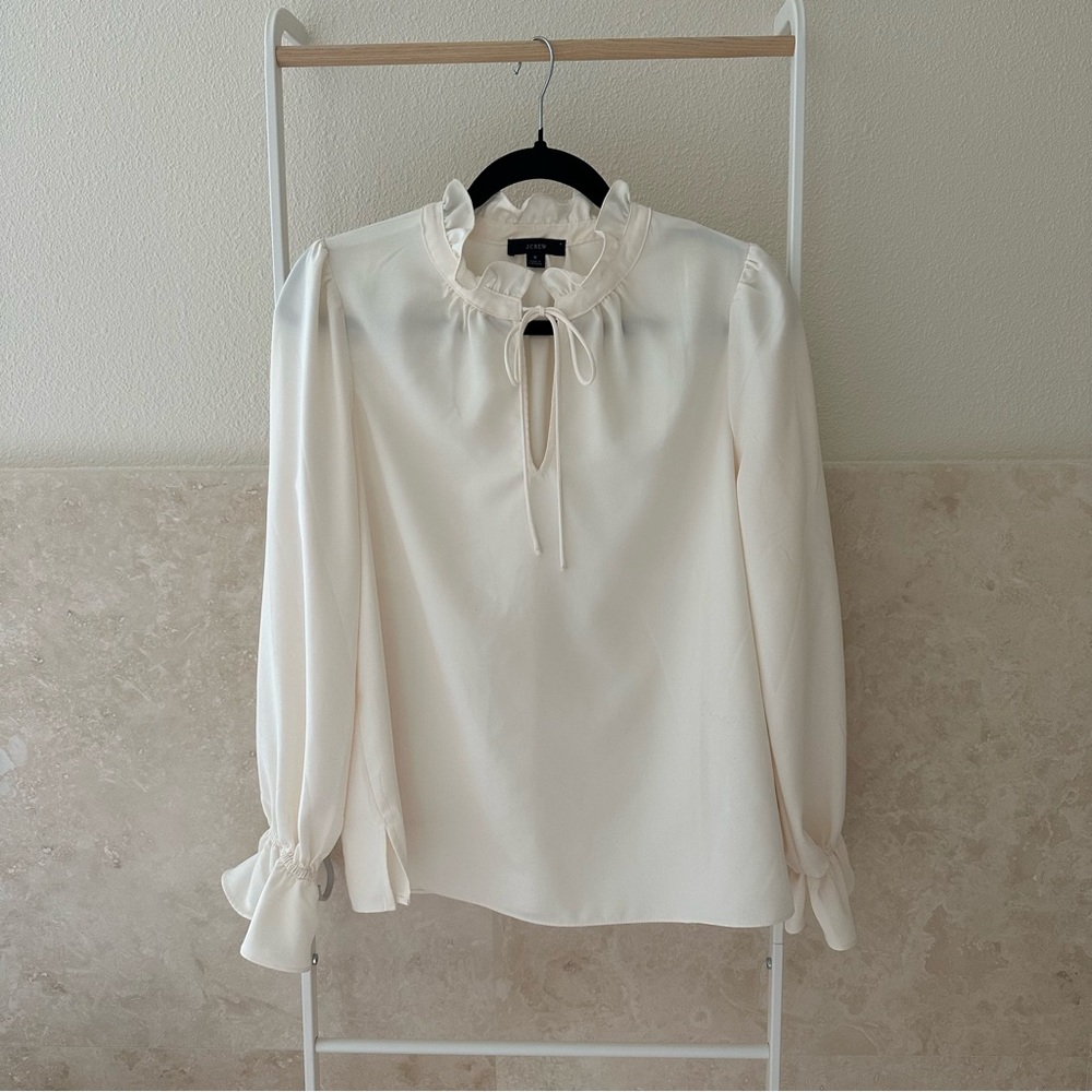 white/cream j crew blouse with peep hole